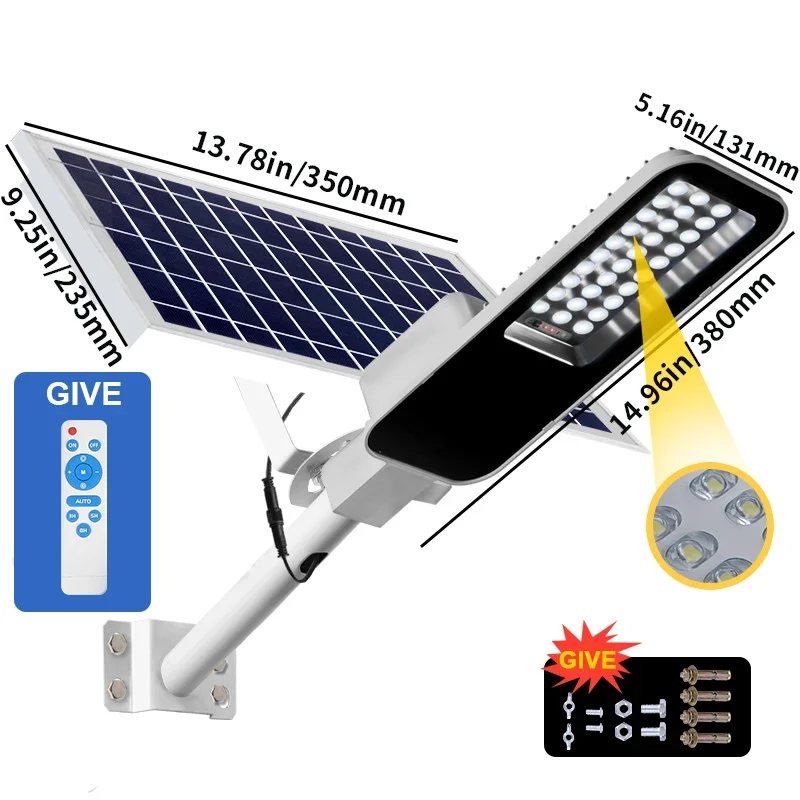 Nieuwste Op Zonne-Energie Gelaste Buiten Waterdichte Straatlantaarn Met Afstandsbediening Luz Solar Led Exterieur Lampara Luz Led Exterieur