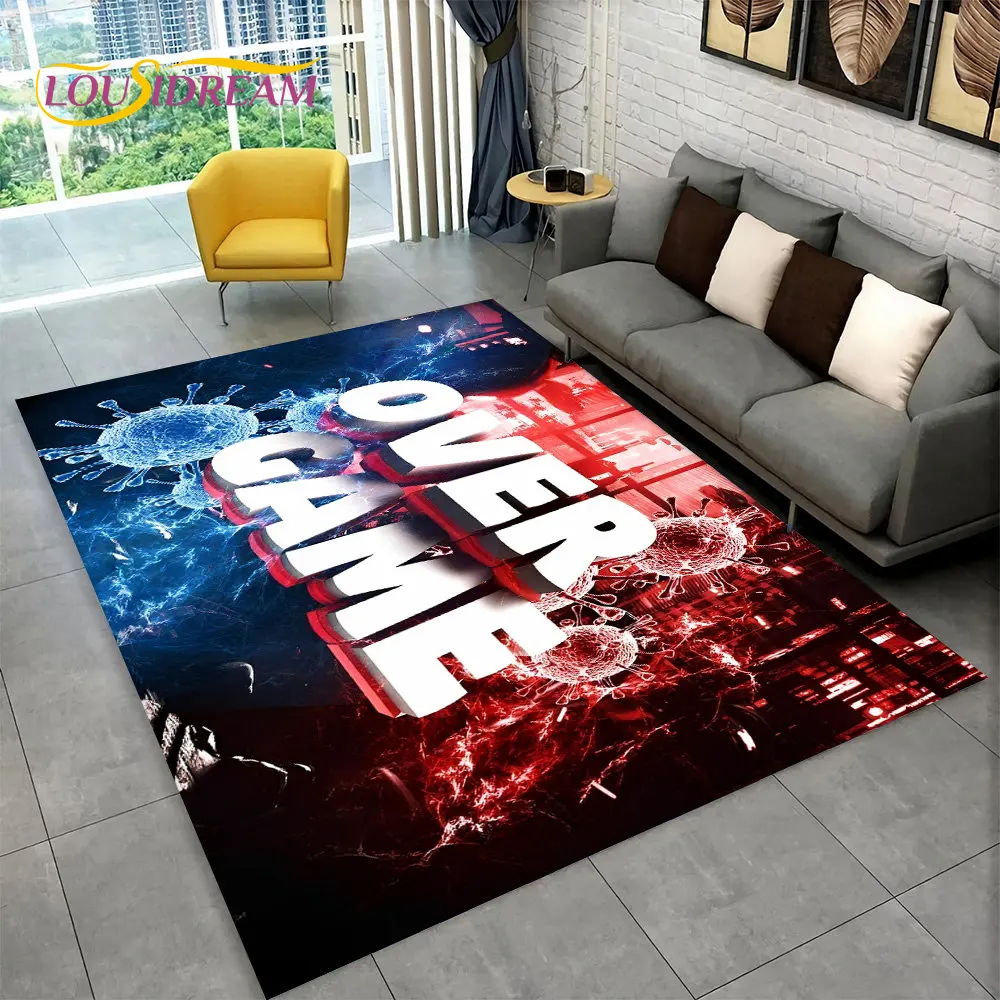 

3D Cartoon Gamer Game Over Area Rug,Carpet Rug for Living Room Bedroom Sofa Playroom Doormat Decor,Kids Play Non-slip Floor Mat