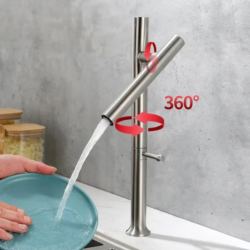 304 Stainless Steel Kitchen Faucets Hot Cold Dual-use for Washing Basin Sink Ceramic Valve Core Removable Head Faucet Tap Cook