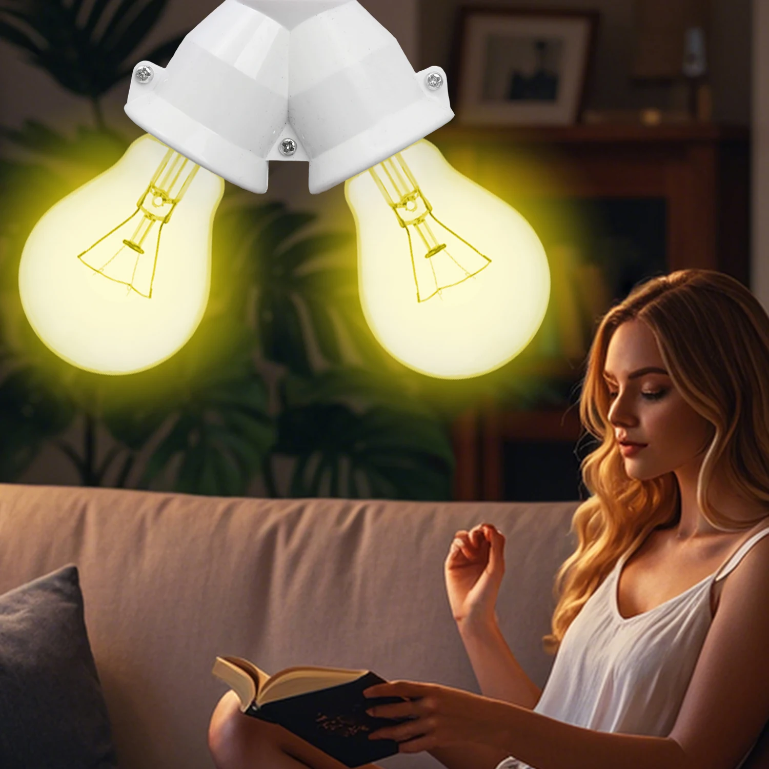 1/6 قطعة المزدوج رئيس محول مأخذ التوصيل 2In1 E27 إلى E27 الموسعة LED مصباح لمبات قاعدة حامل الفاصل الأبيض LED محول مقبس الإضاءة #2