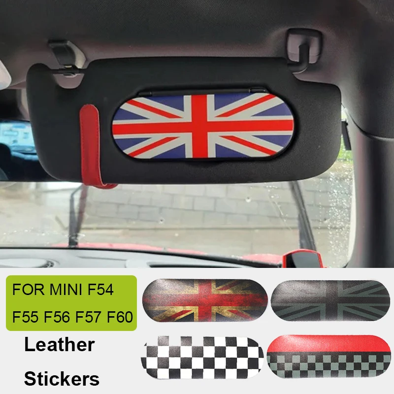 Car Interior Sun Visor Leather Stickers Makeup Mirror Back Sticker for Mini Cooper F54 F55 F56 F57 F60 Coutryman Clubman