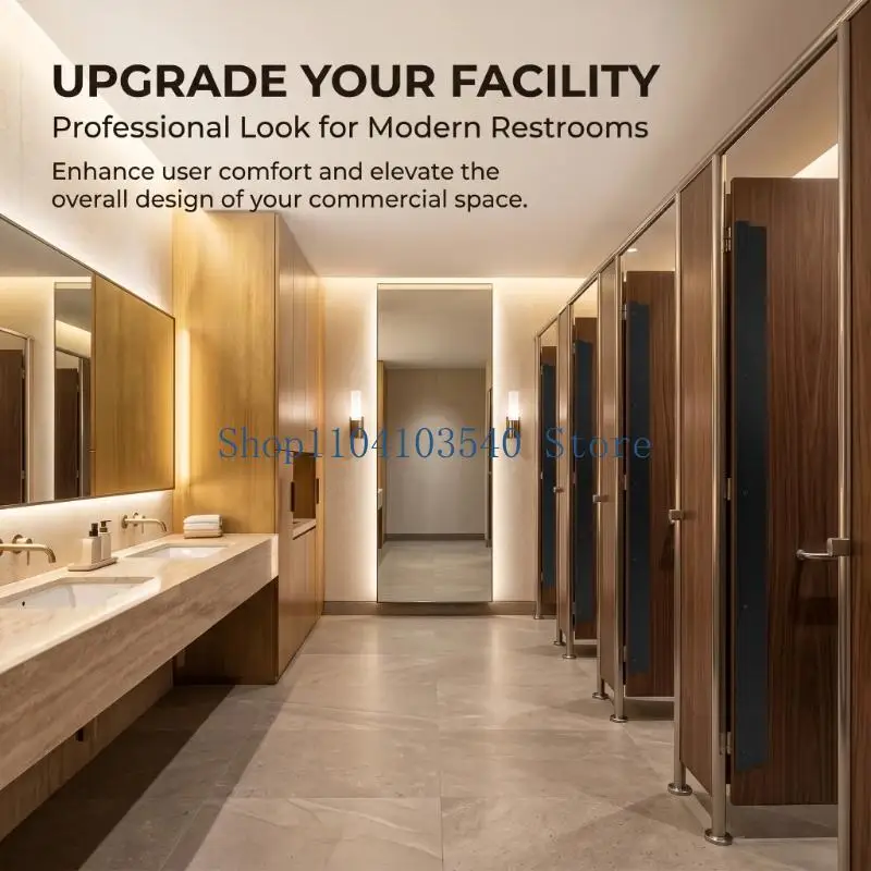 02DC Bathroom Partition Opening Cover Black Plastic Privacy Trim, 4 Pack with Screws and Formed Mount Holes for Public Restroom