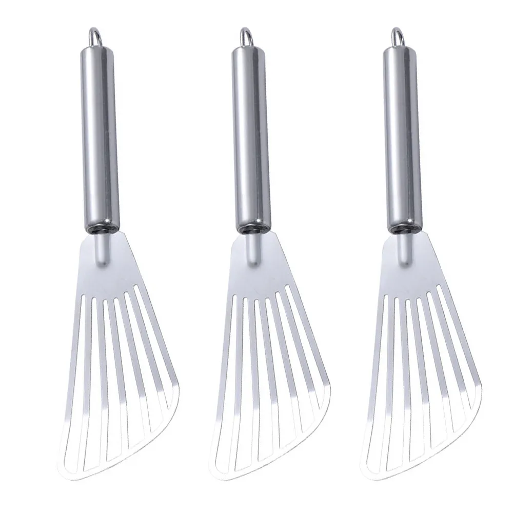 3Pcs Premium Stainless Steel Steak Turners Multi Functional Slotted Spatulas for Restaurant Home Kitchen Barbecue Cooking