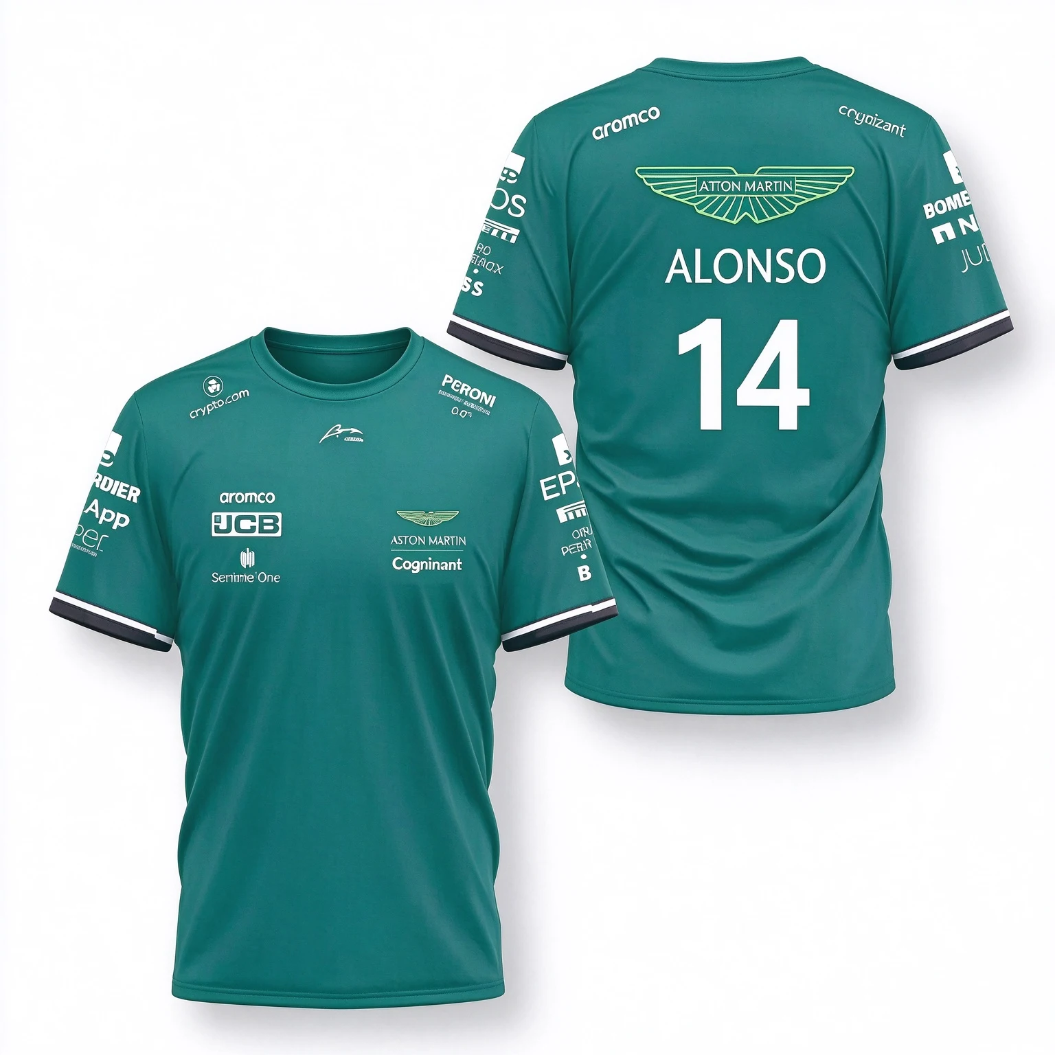 Aston Martin Alonso No. 14, Camiletta De Carreras, Colta De Secado Lapido, Breathable, Size 14 T-shirt