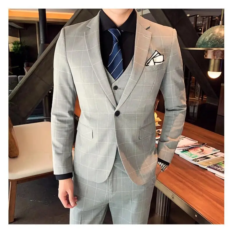 (Blazer + Vest + Trousers) 2024 New Youth Fashion Suits for Men Wedding Business Multi-Occasion Slim Fit Dresses