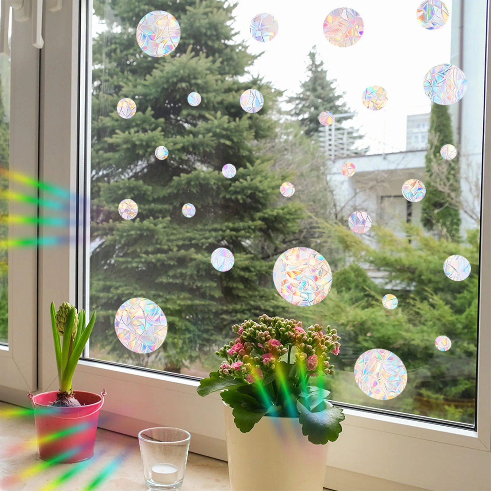 

Halloween Christmas Window Decorations Rainbow Anti Collision Stickers Colorful Window Stickers For Party Festival Decorates