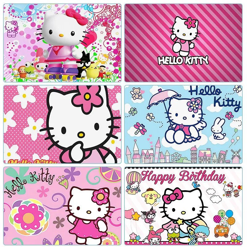 

Hello Kitty Background Birthday Party Decoration Photography Girls Baby Shower 1st Birthday Party Supplies Decoration