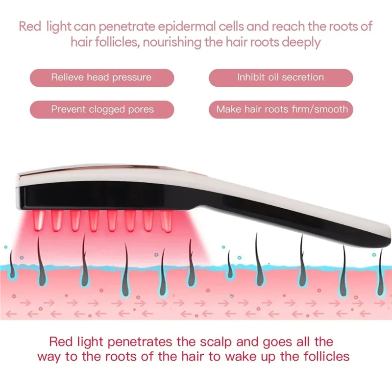 YWDZ-3 In 1 Phototherapy LED Massage Comb Vibrating Head Massager Brush Rechargeable Scalp Anti Hair Loss Relieve Hair Growth Du