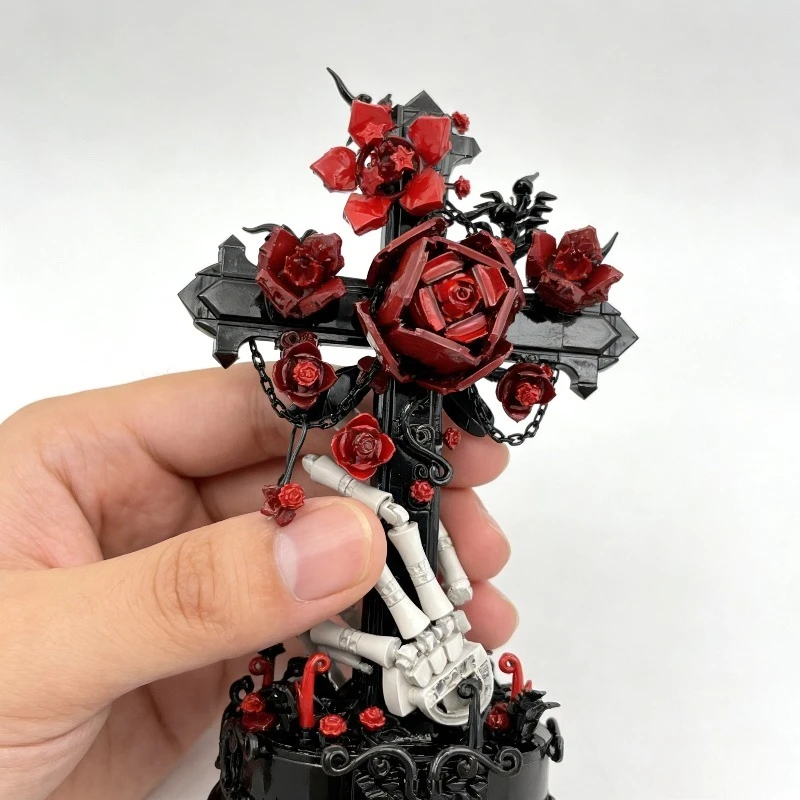 636-Piece Gothic Cross Model - MOC Architectural Building Kit for Teens & Adults, Dark Aesthetic Decor Gift