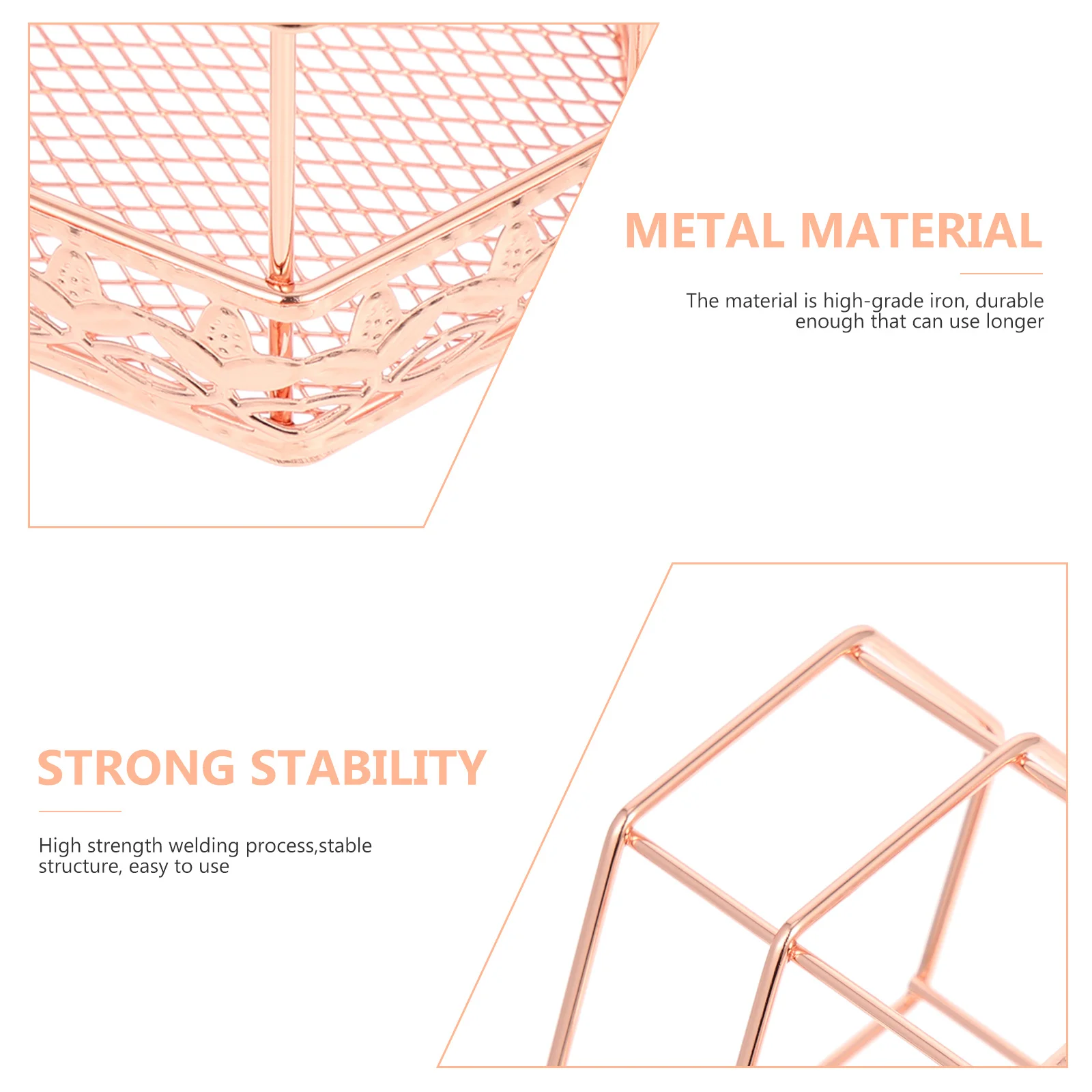 

Aesthetic Rose Gold Pen Holder Unique for Desk Mesh Metal Multi-function Makeup