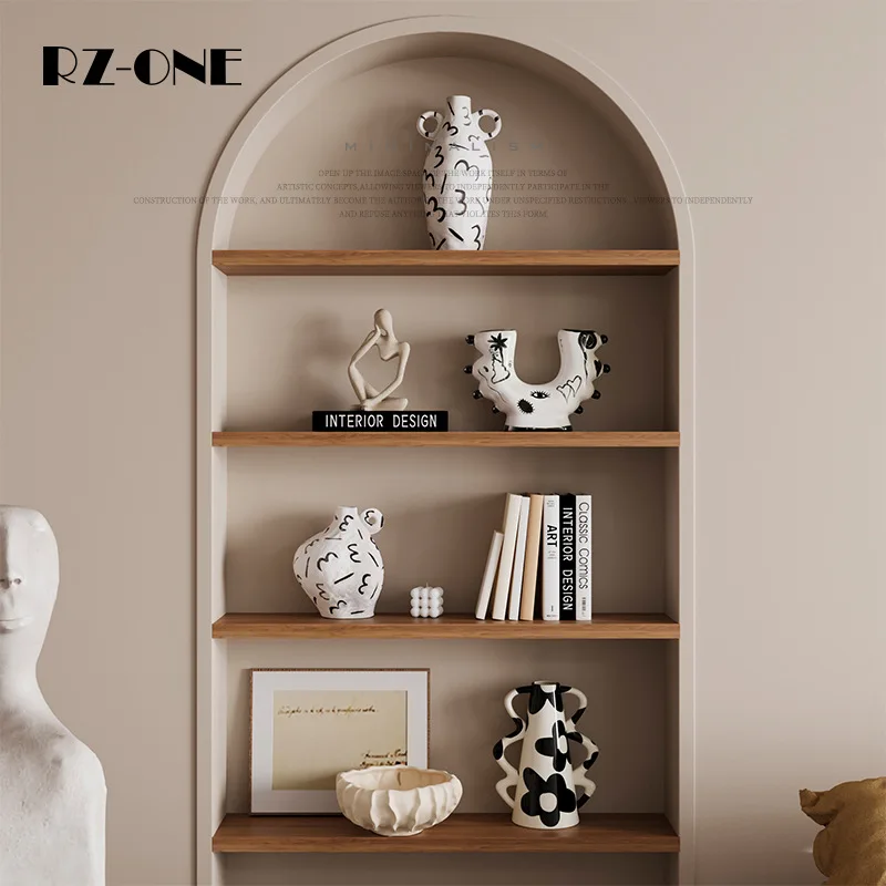 Medieval style living room niche wine cabinet decoration, high-end niche ceramic vase wabi sabi ornament