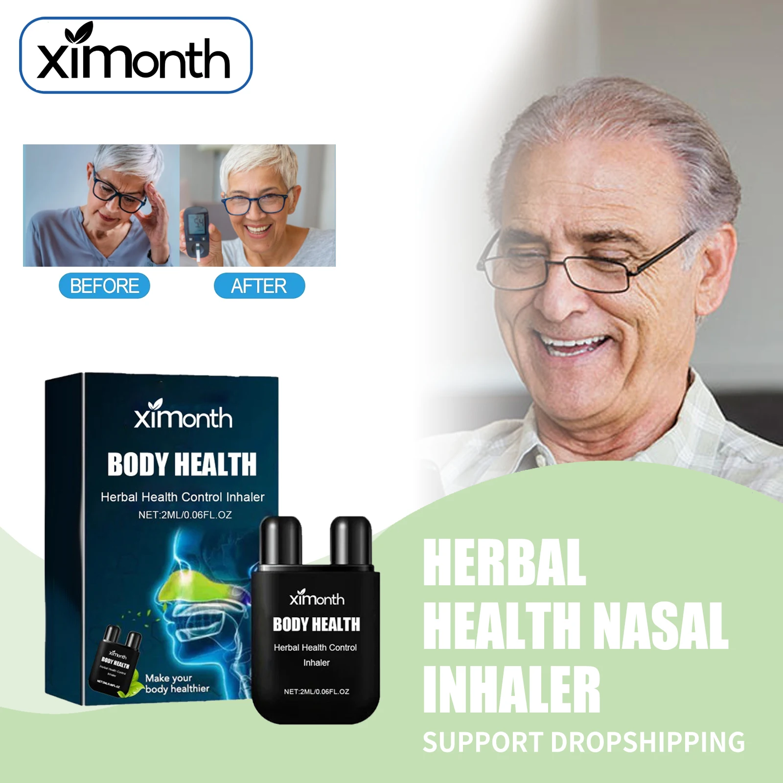 Herbal Health Nasal Inhaler for Diabetes Treatment Balance Blood Sugar Level Increase Insulin Lower Blood Glucose Stable Product