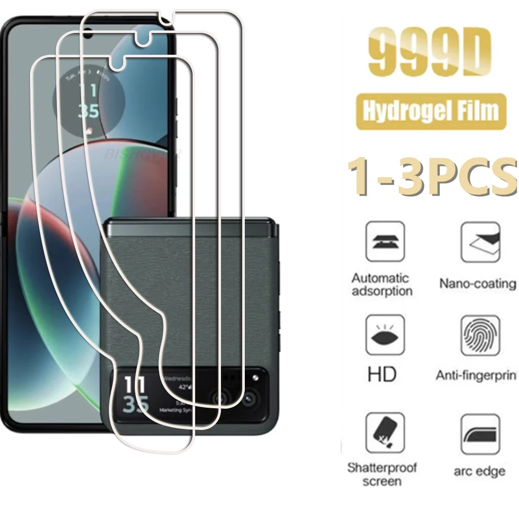 1-3 Peças para Motorola Moto Razr 40 2023 6.9" Razr40 Gen3 Película Hidrogel HD Hidráulica Suave Protetora de Tela Completa