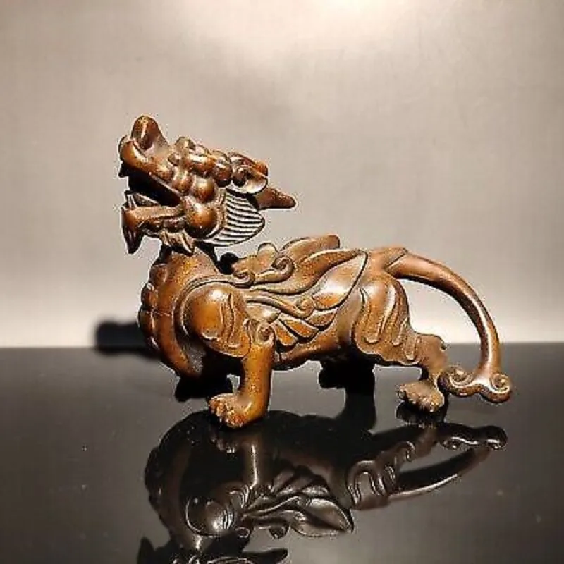 

vintage chinese wooden dragon statue wood carving unicorn room decor sculpture