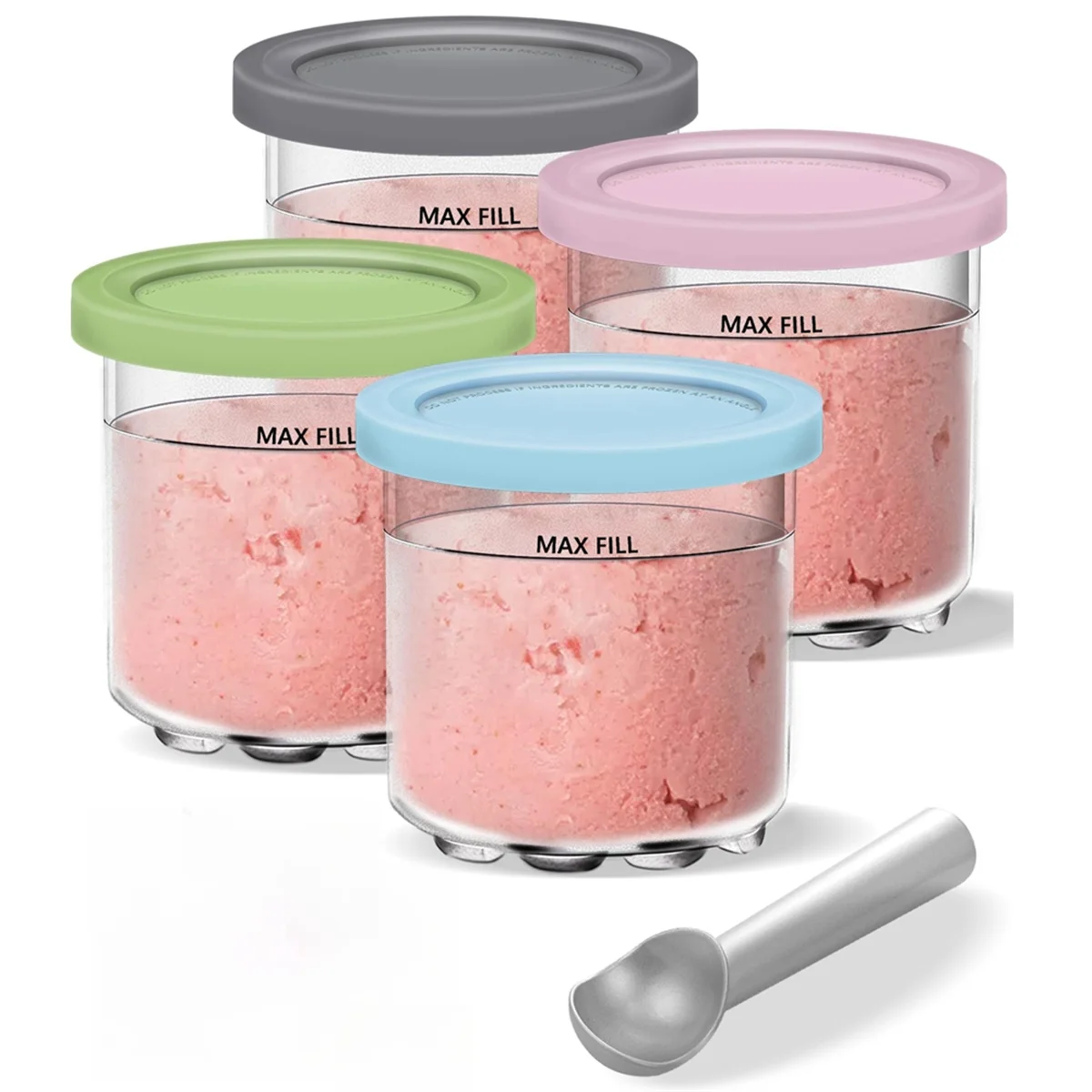 A67I Set di ricambio per pinte e coperchi per gelato, tazze da 16 once per gelatiera Ninja Creami NC301, NC300, NC299AMZ Series