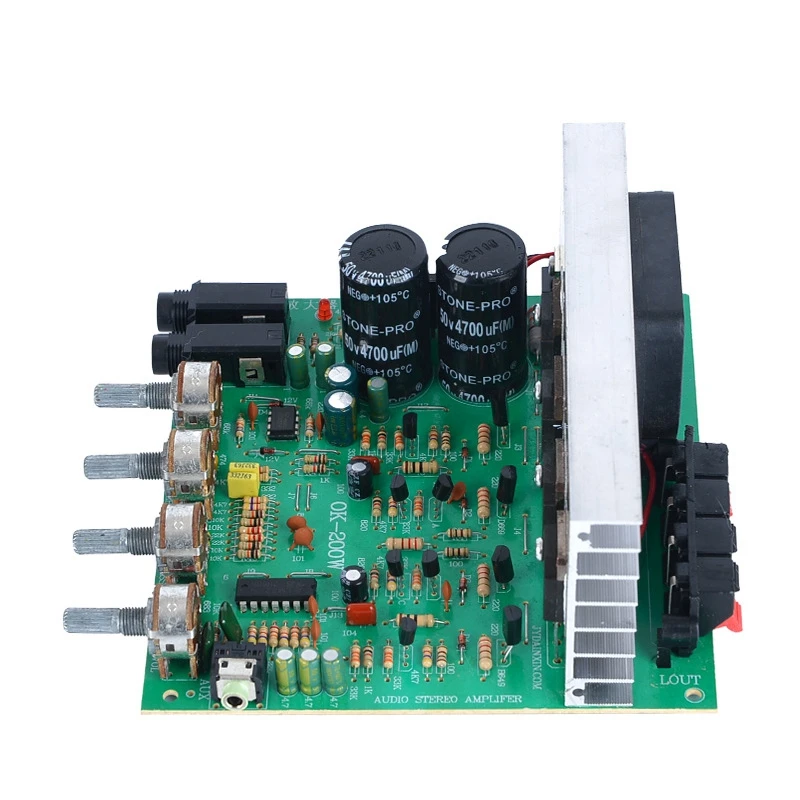 200W 2.0 Channel Microphone Shouting Air Cooled High and Low Bass Adjustable High Power Amplifier Board