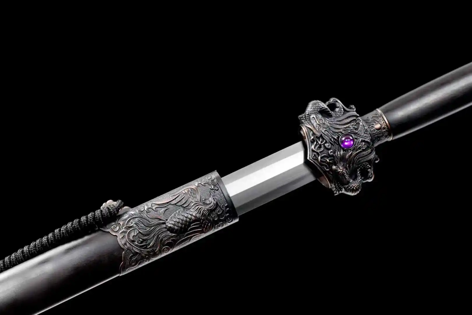 Phoenix Born from Fire, Chinese Kungfu Battle Sword, Multi Spring Plate Steel Blade, Quality Ebony Sheath, Unsharp