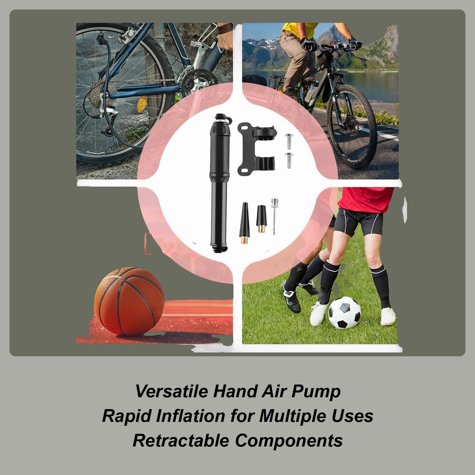 Hand Air Pump High Pressure Lightweight Portable Sports Supplies Bicycle Floor Pump For Mountain Road Cycling Gravel Fat