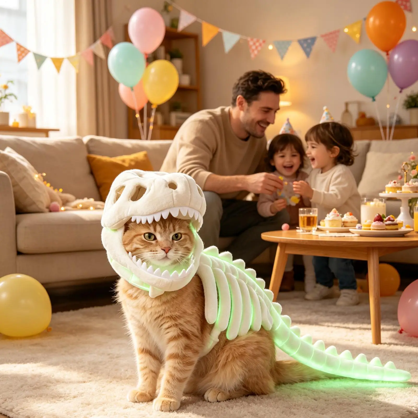 Soft Plush Glowing Dinosaur Skeleton Pet Costume Funny And Cute Halloween Role Play Ensemble For Cats And Small Dogs