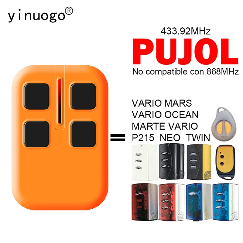 

PUJOL OCEAN VARIO MARS MARTE P215 NEO TWIN Remote Control Garage Door Opener 433.92MHz Gate Keychain Remote Control