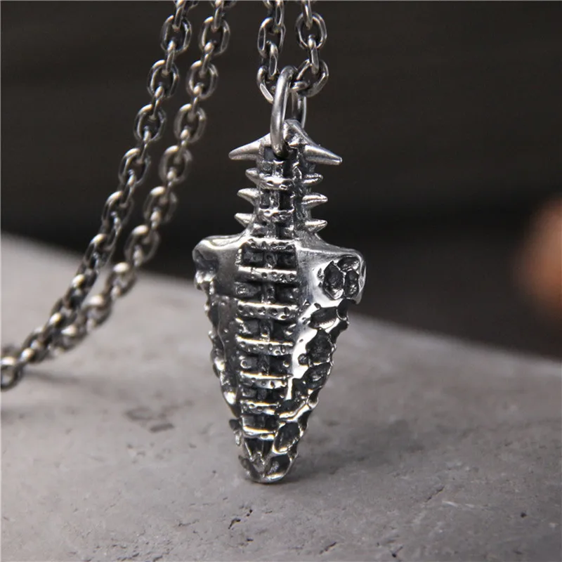 

Uglyless Unusual Designer Stone Real Thai Silver Pendant Necklace Men Uneven Face Irregular Jewelry 925 Sterling Silver NO Chain