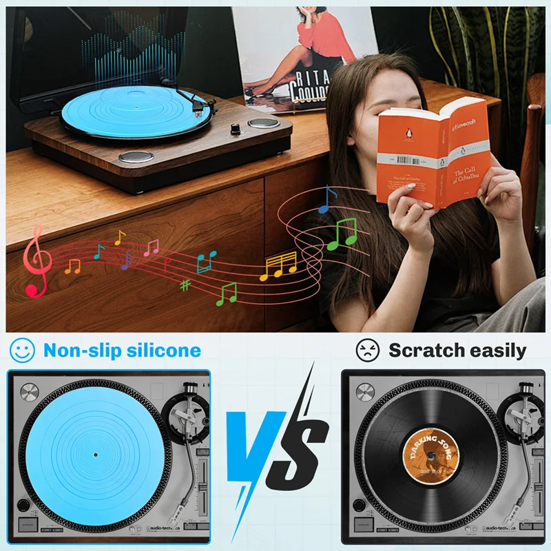 AEE7-295Mm Silicone Turntable Mat Anti-Vibration Slipmat Record Mat For LP Vinyl Record Player Audio Replacement Accessory
