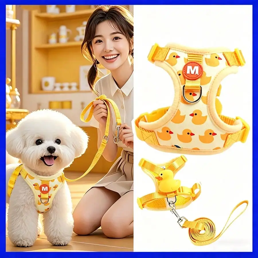 

Cartoon Duck Pet Leash Set, Suitable For Decoration Or Walking Dogs, Fits Small Dogs And Cats, Adjustable Harness-Style Dog Leash, Non-Slip, Outdoor Pet Chest Leash, Cute Cartoon Pet Leash Pet Supplies