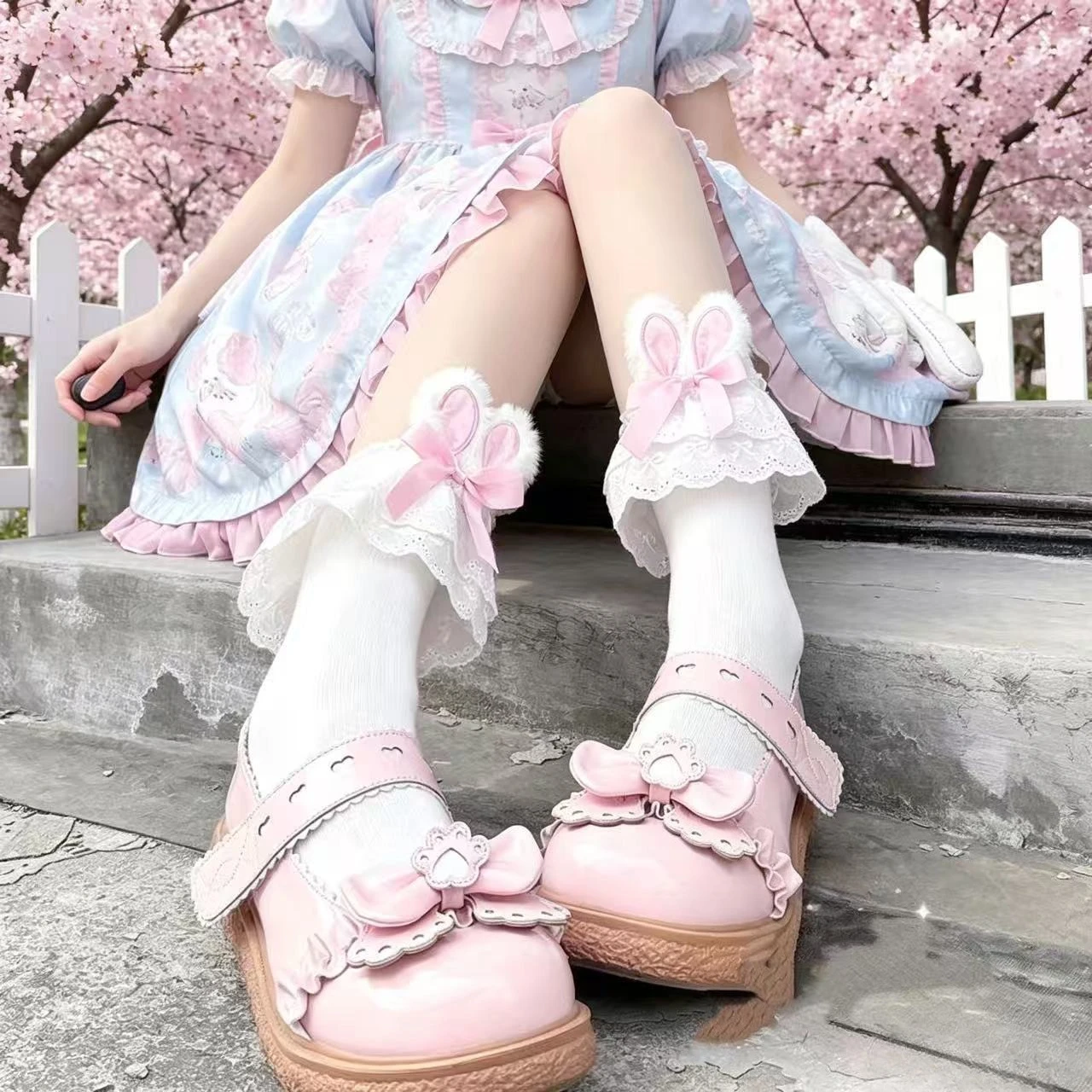 2026 Ladies New Socks Harajuku Lolita Sweet Rabbit Ear Socks Women Summer JK Bow Short Socks Lolita Lace Large Lace Sweet Socks