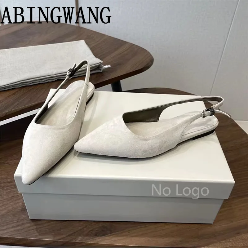 Elegant Fashion Women Summer New Leather Pointed Toe Flats Heel Sandals Sexy Ladies Party Sandals Gladiator Shoes Woman Mujer