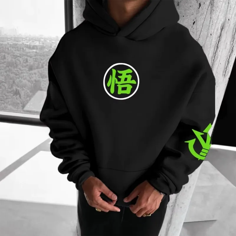 Dragon Ball 2025, Herren-Kapuzenpullover, Herbst/Winter, New Broly Anime, fluoreszierendes Grün, bedruckt, lässig, Straße, lockeres Eltern-Kind-Top