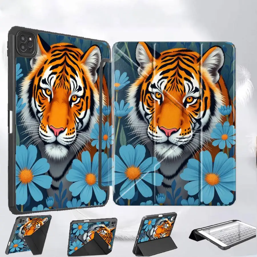 

Holder Cover Tablet Case For iPad Air 4 5 M3 M2 M4 11inch Pro 2025 Pro 11th 10th 9th 8th 7th 12.9inch Mini 6 7 Cool Tiger