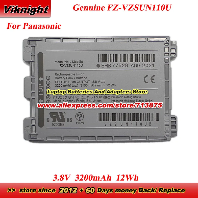 

Genuine FZ-VZSUN110U Battery 3.8V 3200mAh 12Wh FZVZSUN110U for Panasonic FZ-N1 TOUGHBOOK Laptop Battery FZ-VZSUN110R