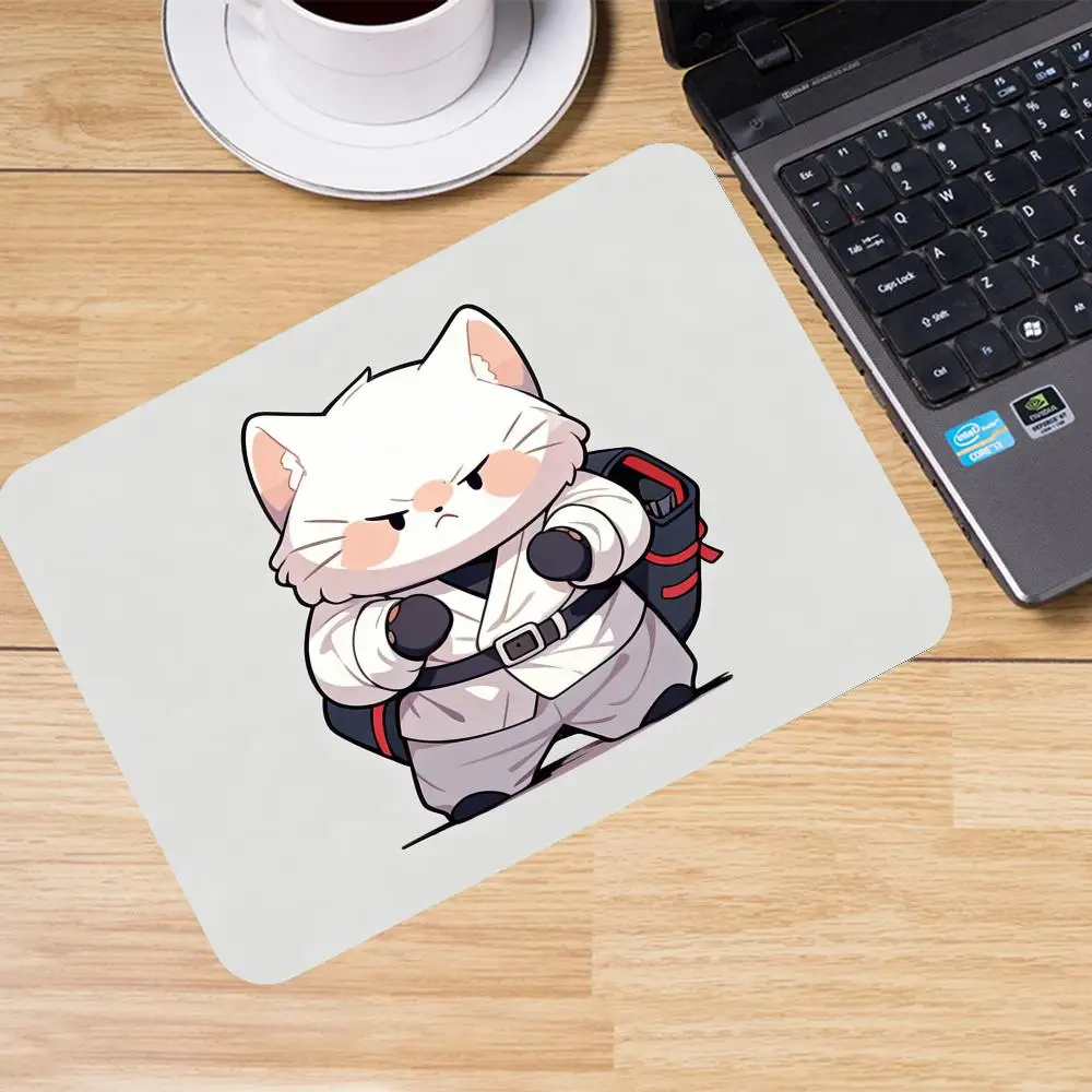 Cartoon Samurai Cat Holding Katana Cute Flat Illustration For Kid Laptop Learning Playmat
