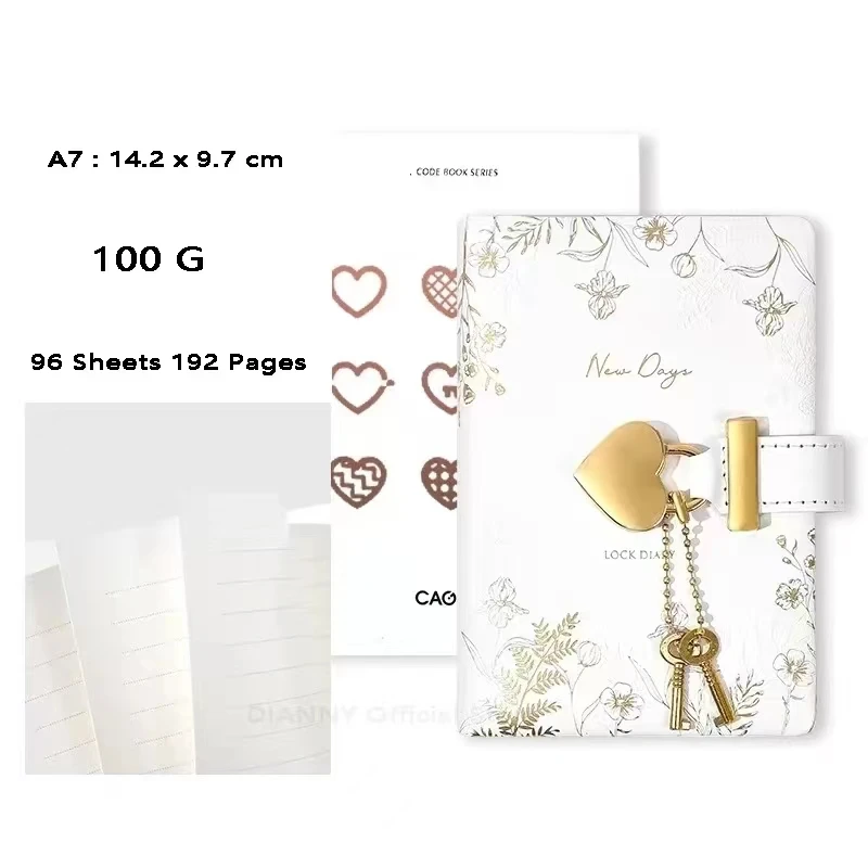 Retro Diary with Padlock Notebook and Journal A7 Sketchobook Lock Notepad Small Pocket Agenda School Planner Organizer Note Book