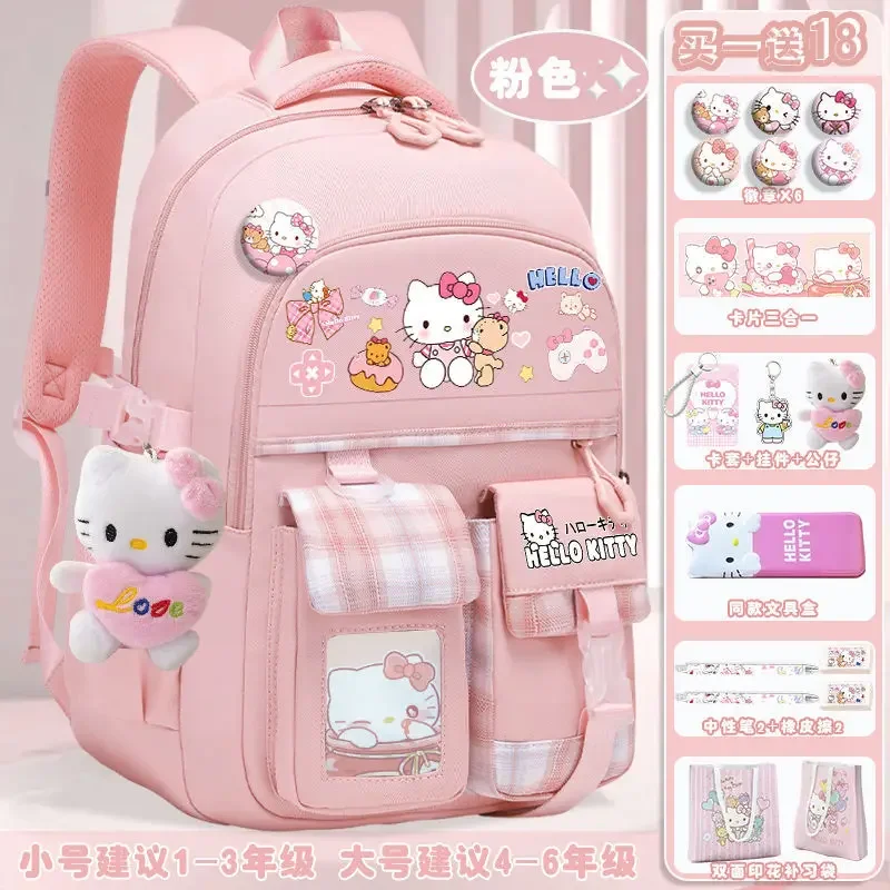 Sanrio Nieuwe Hello Kitty Schooltas Student Mannelijke En Vrouwelijke Schattige Kinderen Ruggengraat Bescherming Lichtgewicht Dubbele Schouder Rugzak