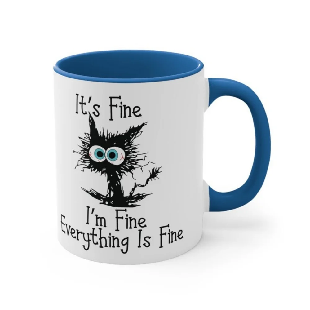 350ML Ceramic Funny Mug With Handle I'm Fine  Everything is Fine Slogan Coffee Cup For Home Office Use