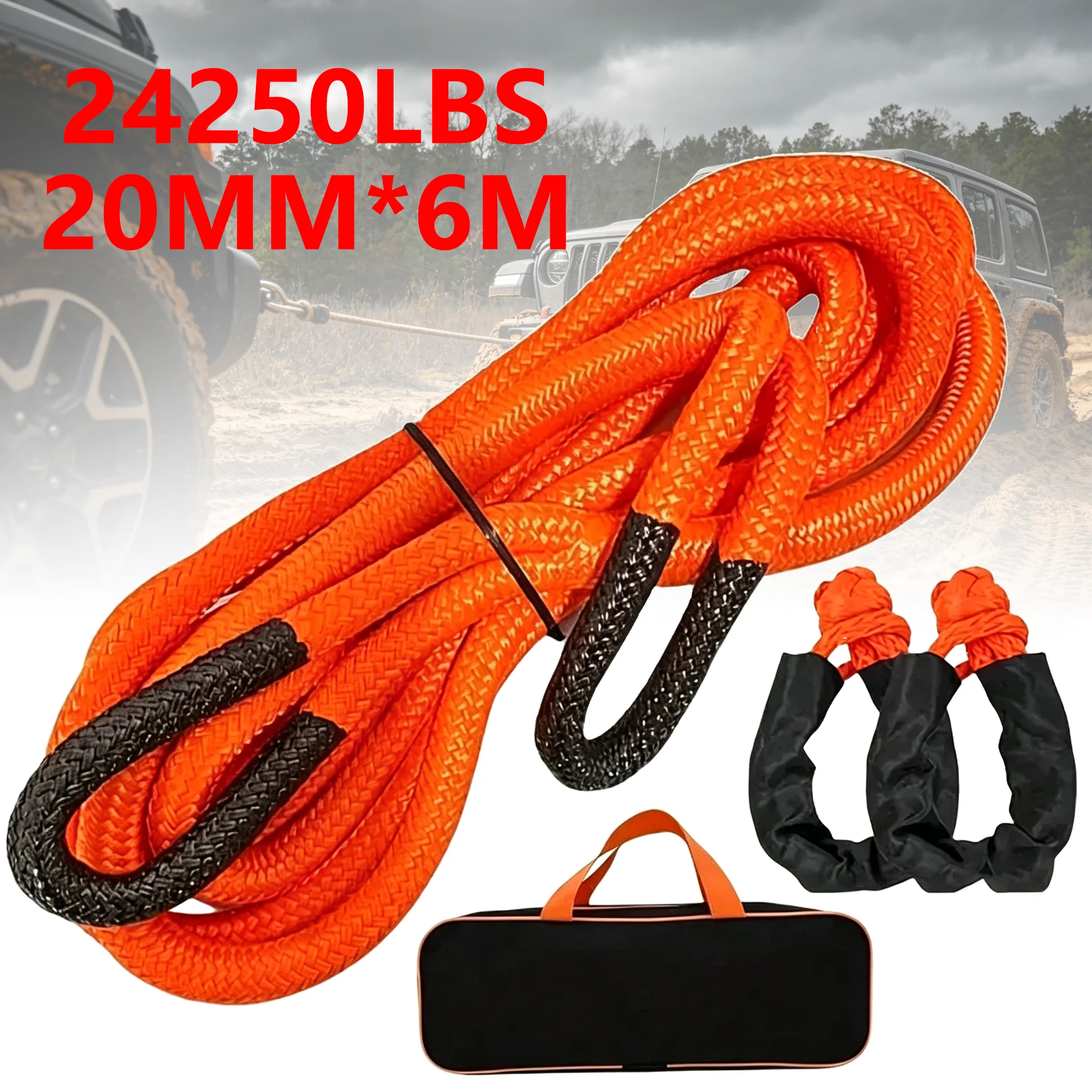 20mm-x-6m-24250lbs-recovery-rope-2pcs-soft-shackle-1pcs-storage-bag-for-automobile-emergency-wild-rescue-and-trailer