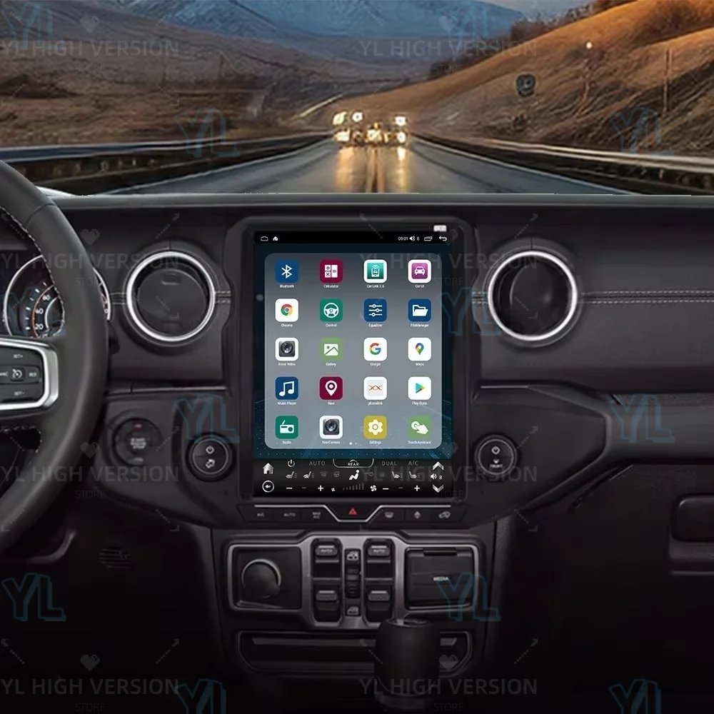 YANFU راديو السيارة Carplay أندرويد 13 لسيارة جيب رانجلر JL Gladiator JT 2018-2023 نظام تحديد المواقع والملاحة مشغل وسائط متعددة رئيس وحدة BT 4G