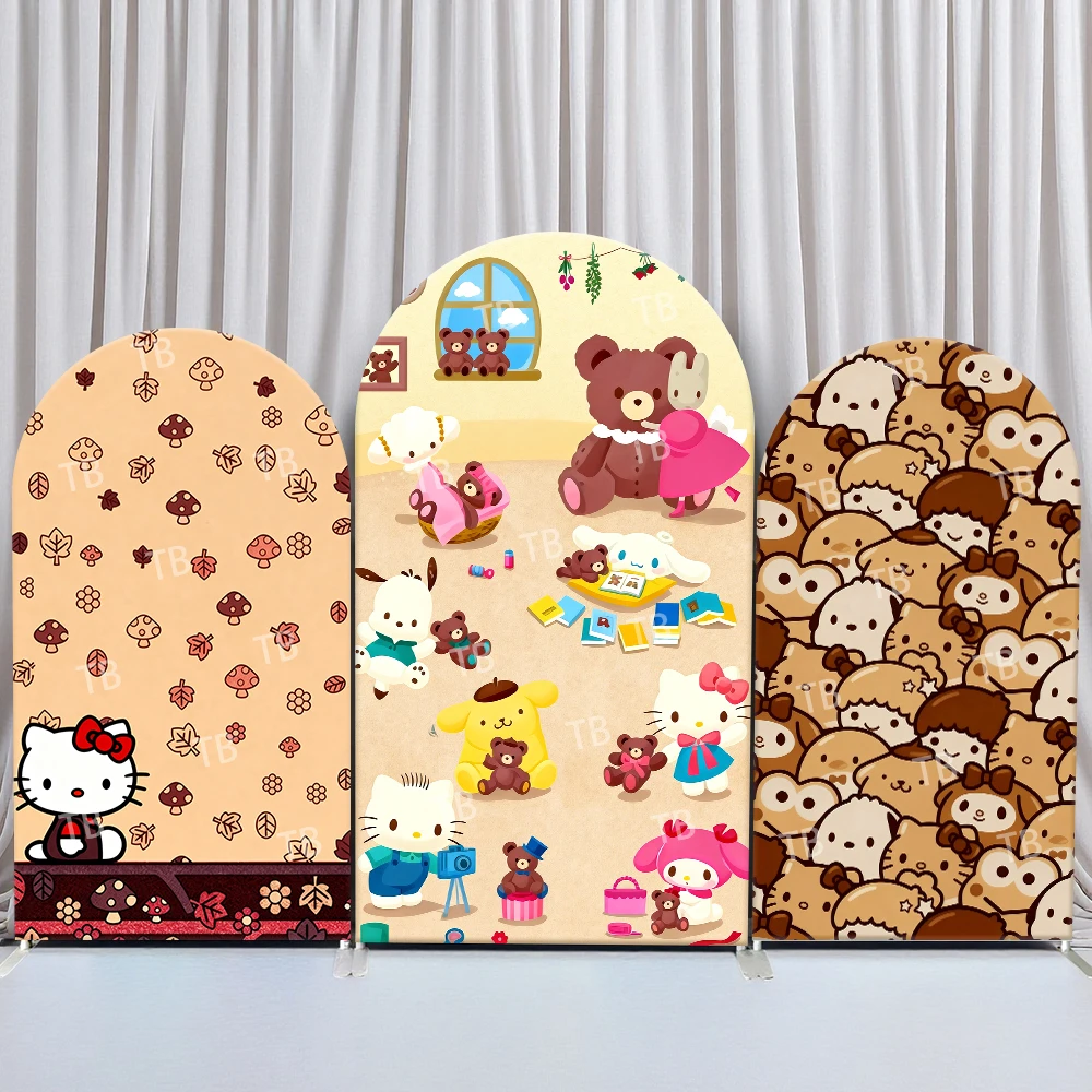 

Sanrio Characters Teddy Bear Room Style Arch Backdrop Cover Warm Festive Scene For Kids Birthday Baby Shower Photo Booth Decor