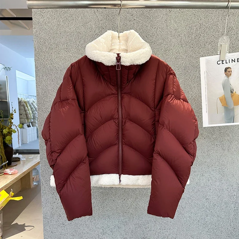 النساء 90% الأبيض بطة أسفل باركر أسفل السترات الشتاء قصيرة الصلبة التلبيب أسفل سترة الإناث سحاب عازل للماء الخبز الدافئ يبلي #5