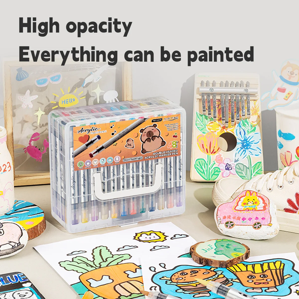 

Acrylic Marker Pen Set 24/48 Color Box Student Painting Children's Graffiti DIY Hand-painted Marker Art Stationery Supplies