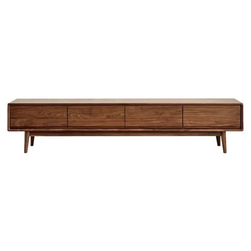 Multifunctional storage, TV cabinet, simple all-solid wood movable living room floor cabinet