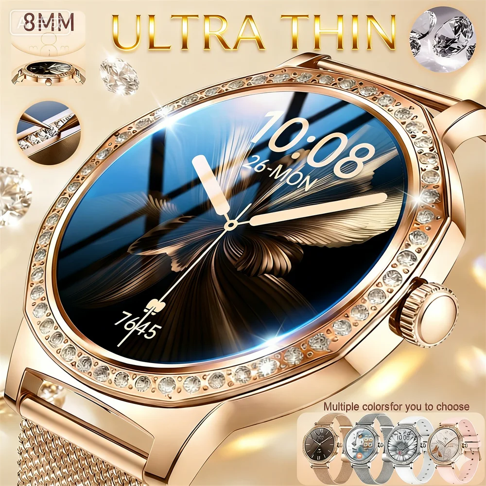 

2026 Ultra Thin Women Smart Watch Screen Always Display Time Sports Bracelet Bluetooth Call Fashion Smartwatch Ladies Best Gift