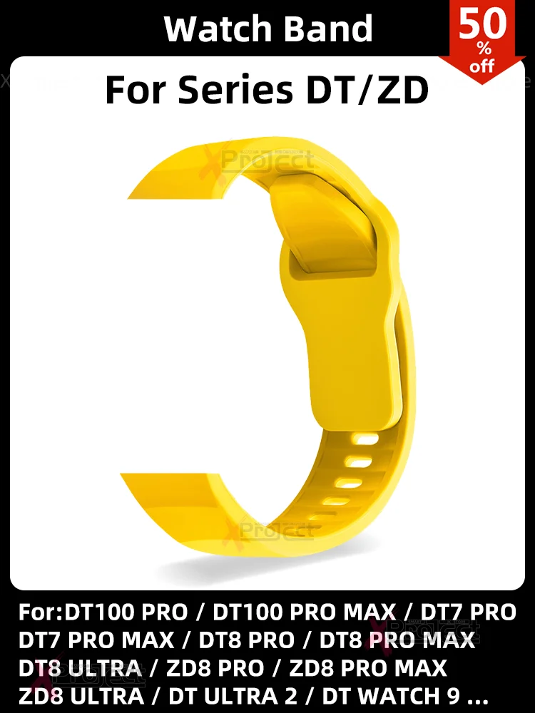 حزام سيليكون مقاوم للماء للساعة الذكية ، DT8 ، DT7 ، DT100 Pro Max ، DT Watch 9 سوار ساعة ذكية ، سوار ZD8 Ultra ، Ultra 2