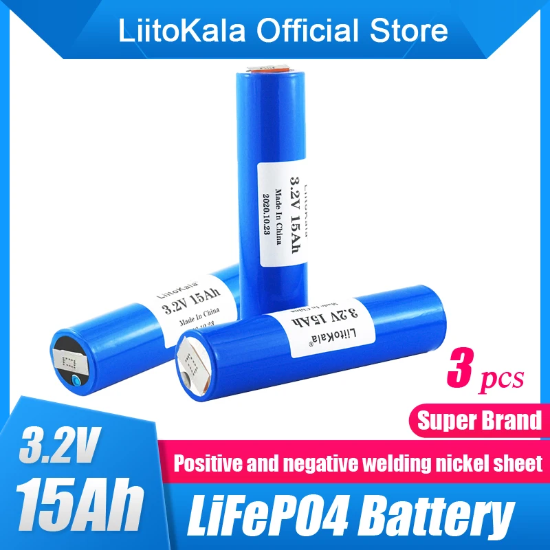 3pcs LiitoKala 3.2V 33140 15Ah lifepo4 Cells Lithium-iron phospha 15000mAh for 4S 12v ebike e-scooter power tools Battery pack