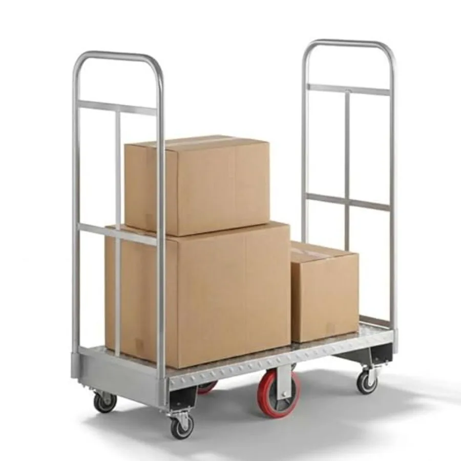 

Heavy-Duty Steel U-Boat Utility Cart for Warehouse Commercial Use Black, 2000 lb Capacity, Anti-Slip Deck, Removable Handles, N