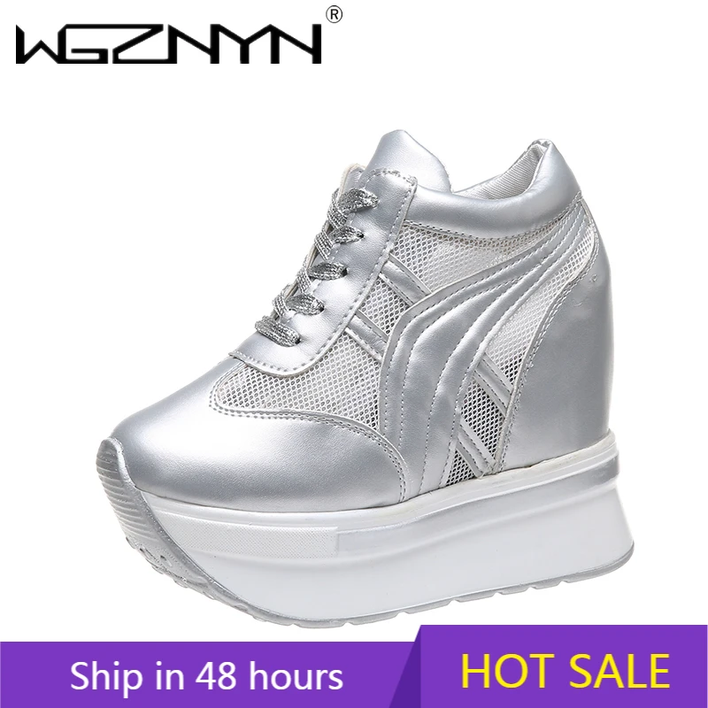 WGZNYN 2022 Autumn 11 Cm Pumps Thick Wedge Bottom Increased Casual Shoes Women Shoes Fashion High Platform Shoes Zapatos Mujer