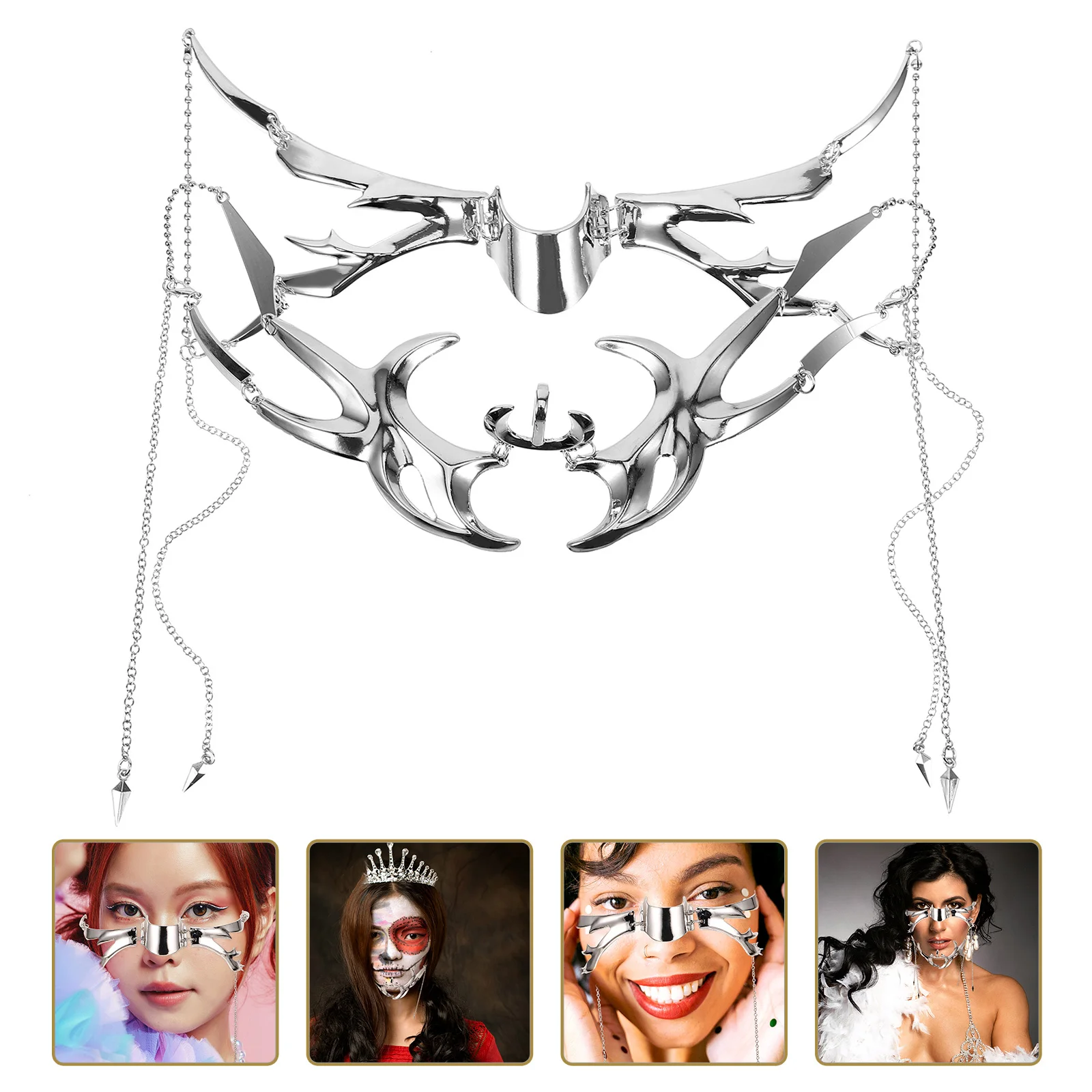 

1Set Adjustable Chain Metal Mask for Women Punk Style Mystery Look Festival Carnival Nightclub Party Cosplay Accessory Decor