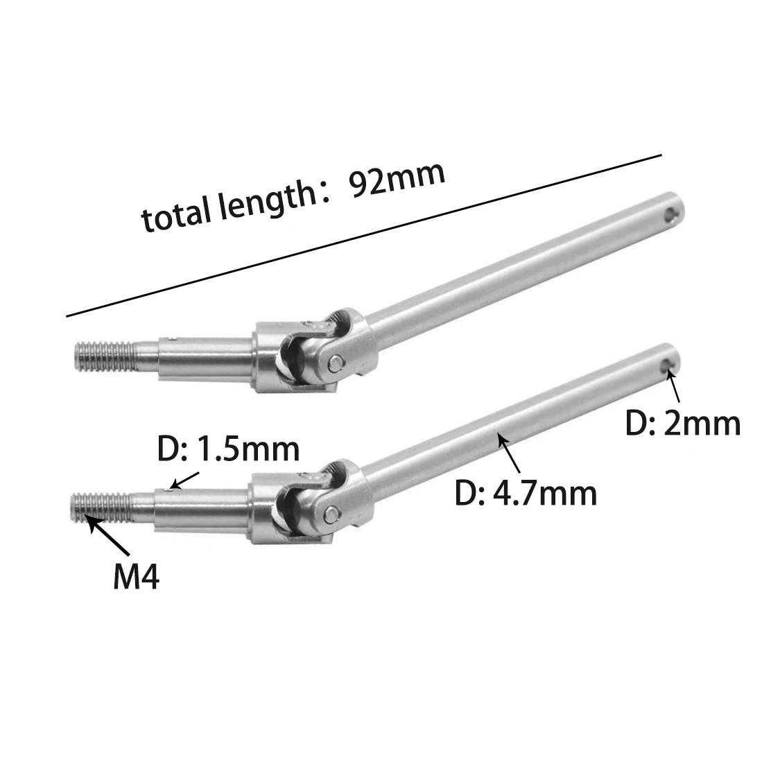 Albero di trasmissione CVD dell\'albero di trasmissione dell\'asse anteriore in metallo 2 pezzi per MN128 MN86 MN86S MN86K MN86KS MN G500 1/12