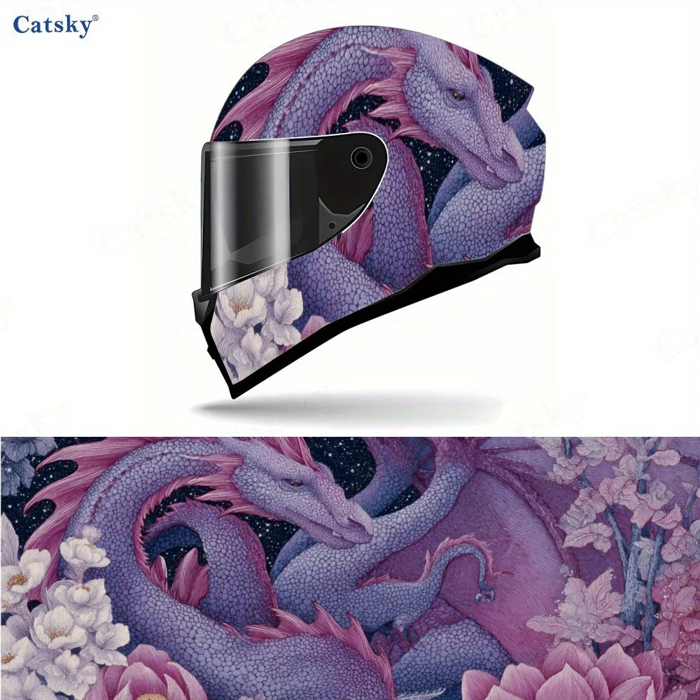 

Fantasy Pink - Purple Dragon Motorcycle Helmet Decal, Anti-scratch Helmet Sticker, Self-adhesive Waterproof Helmet Vinyl Wraps D